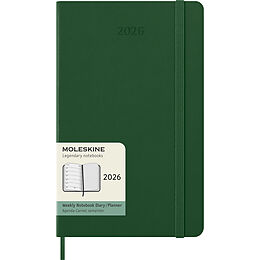 Kalender Moleskine 12 Monate Wochen Notizkalender 2026, Large/A5, 1 Wo = 1 Seite, rechts linierte Seite, Fester Einband, Myrtengrün von 