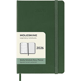 Kalender Moleskine 12 Monate Wochen Notizkalender 2026, Pocket/A6, 1 Wo = 1 Seite, rechts linierte Seite, Fester Einband, Myrtengrün von 