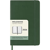 Kartonierter Einband Moleskine 12 Monate Wochen Notizkalender 2026, Pocket/A6, 1 Wo = 1 Seite, rechts linierte Seite, Weicher Einband, Myrtengrün von 