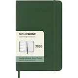 Jahresagenda kt Moleskine 12 Monate Wochen Notizkalender 2026, Pocket/A6, 1 Wo = 1 Seite, rechts linierte Seite, Weicher Einband, Myrtengrün von 