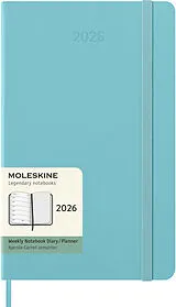 Jahresagenda geb Moleskine 12 Monate Wochen Notizkalender 2026, Large/A5, 1 Wo = 1 Seite, rechts linierte Seite, fester Einband, Aquamarin von