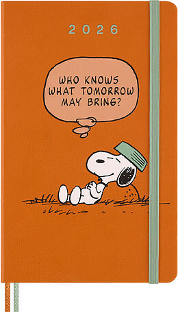 Kalender Moleskine 12 Monate Peanuts Snoopy Tomorrow Wochen Notizkalender 2026, L/A5, 1 Wo = 1 Seite, fester Einband, Kadmiumorange von 
