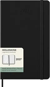 Jahresagenda geb Moleskine 12 Monate Wochen Notizkaledner 2027, Large/A5, 1 Wo = 1 Seite, rechts linierte Seite, fester Einband, Schwarz von