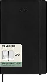 Kartonierter Einband Moleskine 12 Monate Wochen Notizkalender 2027, Large/A5, 1 Wo = 1 Seite, rechts linierte Seite, Weicher Einband, Schwarz von