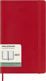 Kartonierter Einband Moleskine 12 Monate Wochen Notizkalender 2027, Large/A5, 1 Wo = 1 Seite, rechts linierte Seite, Weicher Einband, Scharlachrot von 
