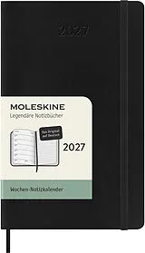 Kartonierter Einband Moleskine 12 Monate Wochen Notizkalender deutsch 2027, Pocket/A6, 1 Wo = 1 Seite, rechts linierte Seite, weicher Einband, schwarz von