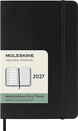 Kartonierter Einband Moleskine 12 Monate Wochen Notizkalender 2027, Pocket/A6, 1 Wo = 1 Seite, rechts linierte Seite, Weicher Einband, Schwarz von