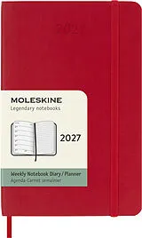 Kartonierter Einband Moleskine 12 Monate Wochen Notizkalender 2027, Pocket/A6, 1 Wo = 1 Seite, rechts linierte Seite, Weicher Einband, Scharlachrot von 