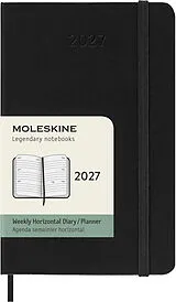 Fester Einband Moleskine 12 Monate Wochenkalender 2027, Pocket/A6, 1 Wo = 2 Seiten, horizontal, fester Einband, Schwarz von