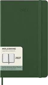 Fester Einband Moleskine 12 Monate Wochen Notizkalender 2027, Large/A5, 1 Wo = 1 Seite, rechts linierte Seite, Fester Einband, Myrtengrün von
