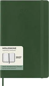 Kartonierter Einband Moleskine 12 Monate Wochen Notizkalender 2027, Large/A5, 1 Wo = 1 Seite, rechts linierte Seite, Weicher Einband, Myrtengrün von