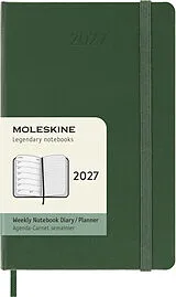 Fester Einband Moleskine 12 Monate Wochen Notizkalender 2027, Pocket/A6, 1 Wo = 1 Seite, rechts linierte Seite, Fester Einband, Myrtengrün von 