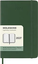 Kartonierter Einband Moleskine 12 Monate Wochen Notizkalender 2027, Pocket/A6, 1 Wo = 1 Seite, rechts linierte Seite, Weicher Einband, Myrtengrün von