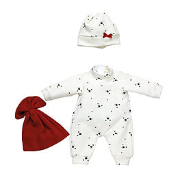 Pyjamaset mit Mütze und Kuscheltuch 35-38cm Spiel