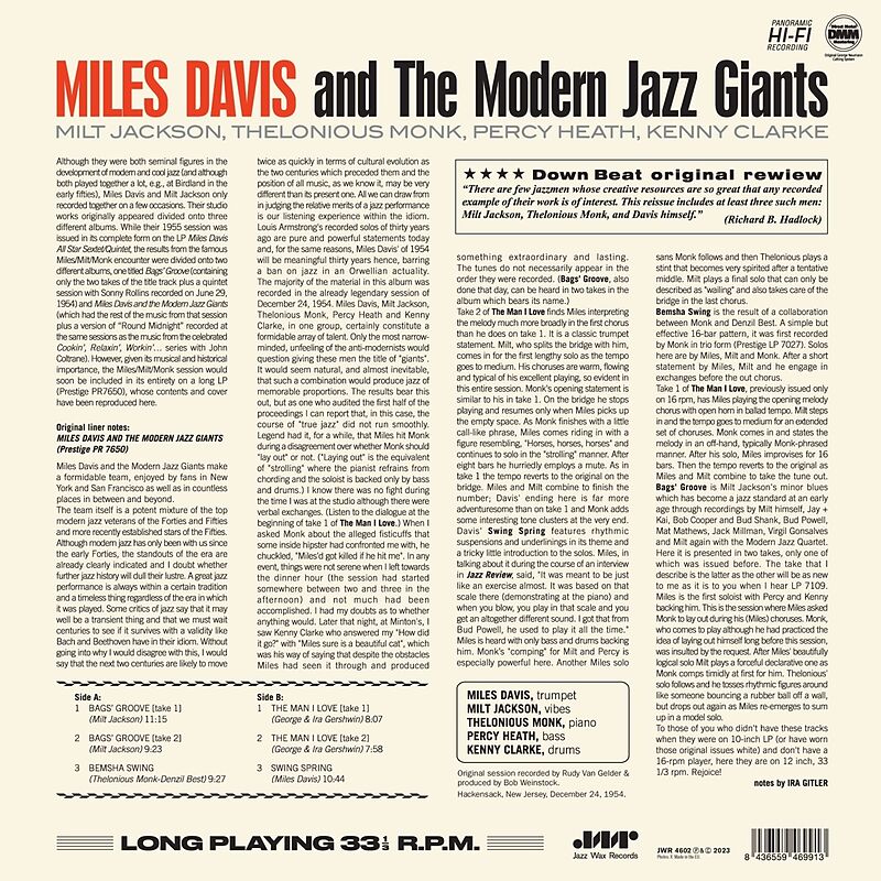 Miles Davis And The Modern Jazz Giants (180g LP)