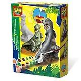 SES® Bastelset Gipsfiguren giessen und anmalen, T-Rex 6 Farben Spiel