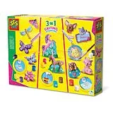 SES® Bastelset Gipsfiguren giessen und anmalen, 3 in 1 12 Farben sortiert inkl. Glitzer pink und silber Spiel