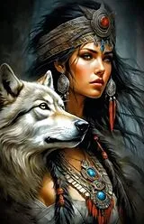 Diamond Painting Wolf-Girl 40x30 cm Spiel