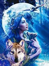 Diamond Painting Wolf Girl 50 x 40 cm Spiel