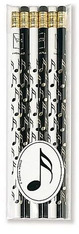  Instrumente+Zubehör Bleistiftset Note schwarz-weiss 6 Bleistifte