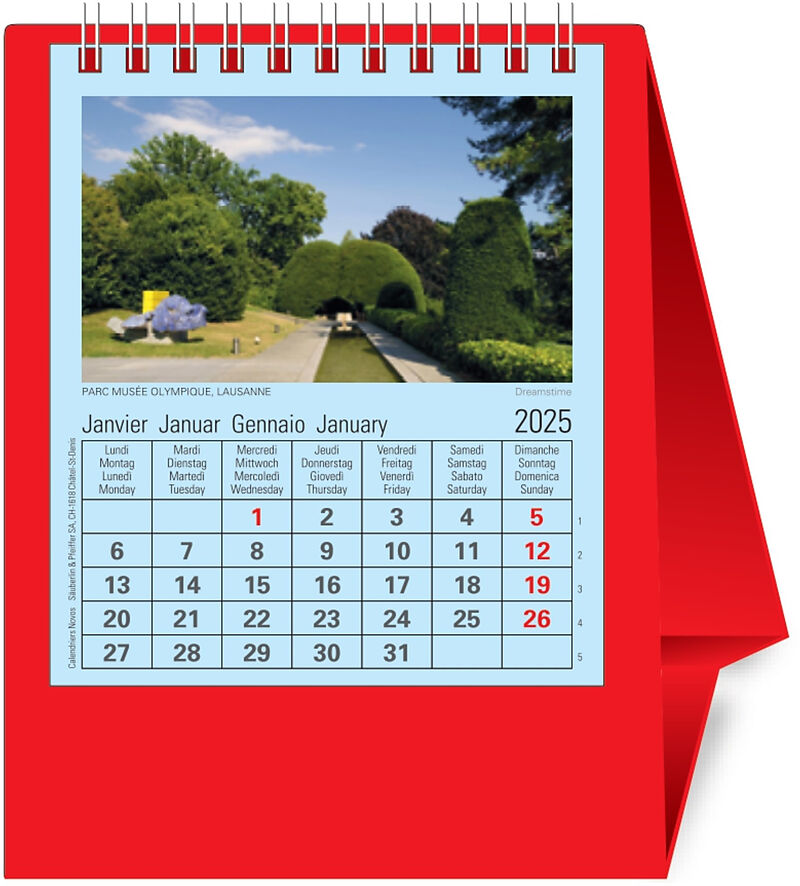 NOVOS Tischkalender Natura 2025 997014 1M/1S rot ML 11.5x14cm