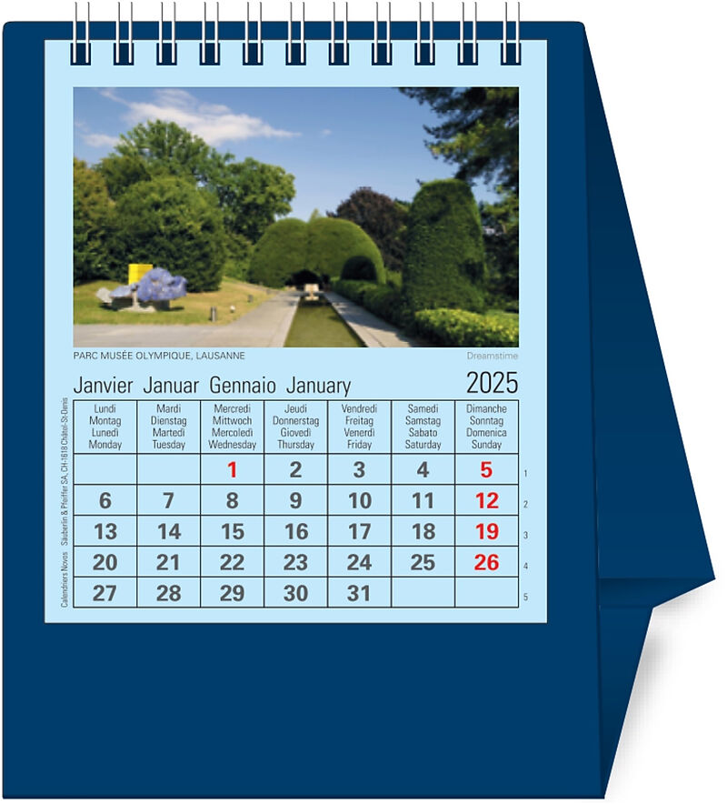 NOVOS Tischkalender Natura 2025 997045 1M/1S dunkelblau ML 11.5x14cm