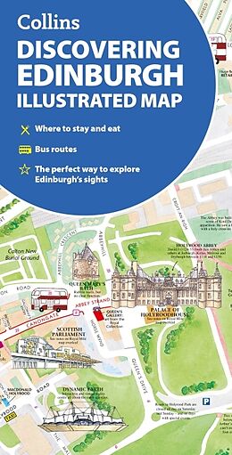 Carte (de géographie) pliée Discovering Edinburgh Illustrated Map de Beddow Dominic, Collins Maps