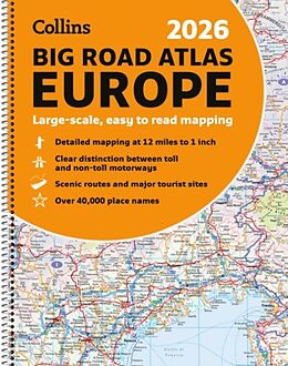 Reliure en spirale Collins 2026 Big Road Atlas Europe de Collins Maps