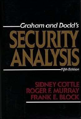 Livre Relié Security Analysis: Fifth Edition de Cottle Sidney, Murray Roger, Frank Block