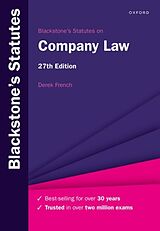 Couverture cartonnée Blackstone's Statutes on Company Law de Derek French