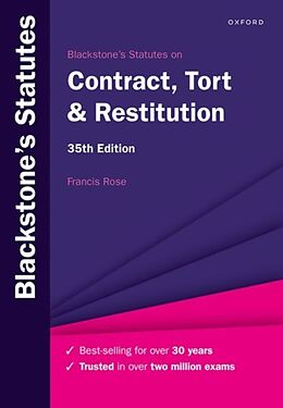 Kartonierter Einband Blackstone's Statutes on Contract, Tort & Restitution von Francis Rose