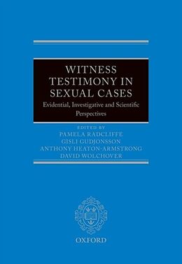 Couverture cartonnée Witness Testimony in Sexual Cases de Pamela (Barrister and Visiting Research Radcliffe