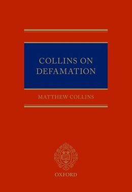 Livre Relié Collins On Defamation de Matthew Collins