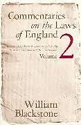 Kartonierter Einband Commentaries on the Laws of England, Volume 2 von William Blackstone