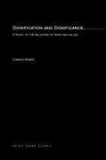 Kartonierter Einband Signification And Significance von Charles Morris