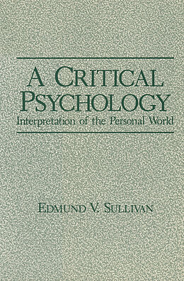 Livre Relié A Critical Psychology de Edmund V. Sullivan