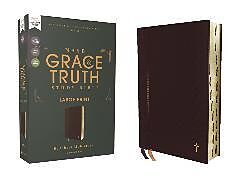 Couverture en cuir NASB, The Grace and Truth Study Bible (Trustworthy and Practical Insights), Large Print, Leathersoft, Maroon, Red Letter, 1995 Text, Thumb Indexed, Comfort Print de Zondervan