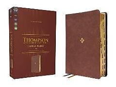 Couverture en cuir NKJV, Thompson Chain-Reference Bible, Large Print, Leathersoft, Brown, Red Letter, Thumb Indexed, Comfort Print de Zondervan