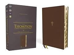 Couverture en cuir NASB, Thompson Chain-Reference Bible, Leathersoft, Brown, 1995 Text, Red Letter, Thumb Indexed, Comfort Print de Zondervan