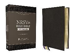 Couverture en cuir NRSVue, Holy Bible with Apocrypha, Premium Goatskin Leather, Black, Premier Collection, Art Gilded Edges, Comfort Print de Zondervan