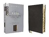 Leder-Einband NASB, Personal Size Bible, Large Print, Genuine Leather, Calfskin, Black, Red Letter, 1995 Text, Thumb Indexed, Comfort Print von