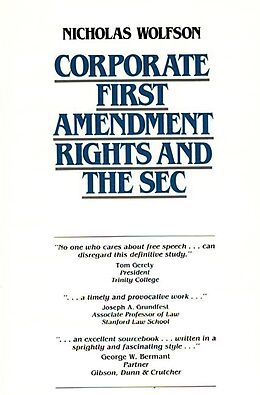 eBook (pdf) Corporate First Amendment Rights and the SEC de Nicholas Wolfson