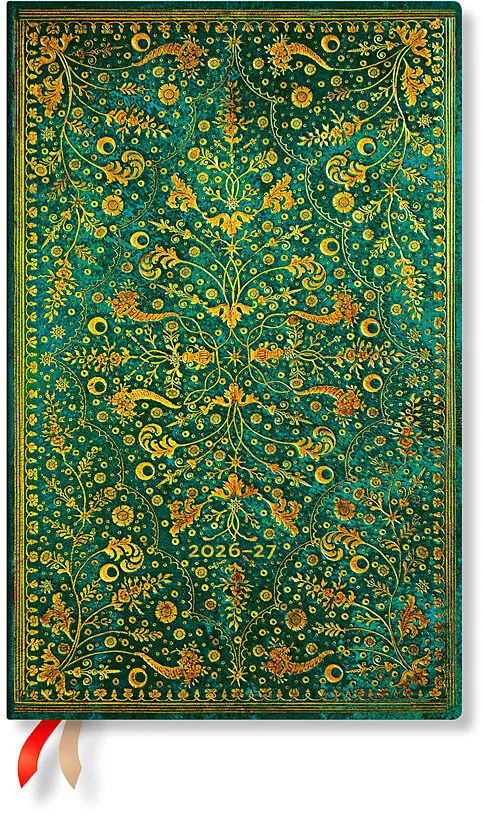 PAPERBLANKS Agenda Smaragdblume Maxi 26/27 FD1845-3 1W/2S 18M DE VER SC 13.5x21cm