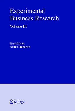 Livre Relié Experimental Business Research de 