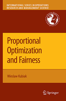Livre Relié Proportional Optimization and Fairness de Wieslaw Kubiak