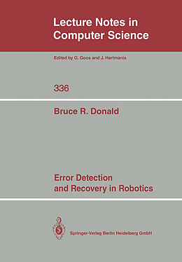 Couverture cartonnée Error Detection and Recovery in Robotics de Bruce R. Donald