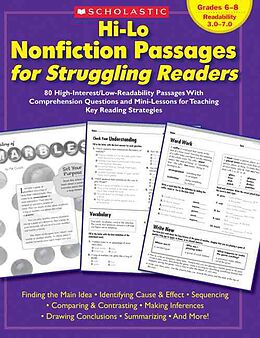 Couverture cartonnée Hi-Lo Nonfiction Passages for Struggling Readers: Grades 6-8 de Scholastic Teaching Resources, Scholastic