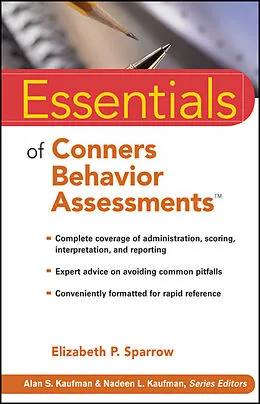 E-Book (epub) Essentials of Conners Behavior Assessments von Elizabeth P. Sparrow