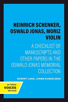 eBook (epub) Heinrich Schenker, Oswald Jonas, Moriz Violin de Robert Lang, Joann Kunselman