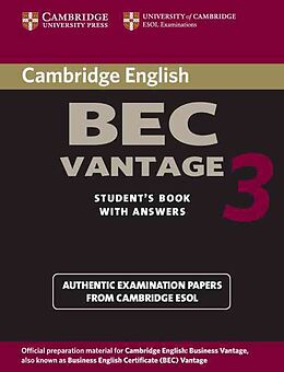 Couverture cartonnée Cambridge Business English Certificate BEC (Vantage 3): Cambridge BEC Vantage 3 de Cambridge ESOL